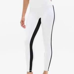Athleta White Leggings with Black Stripe